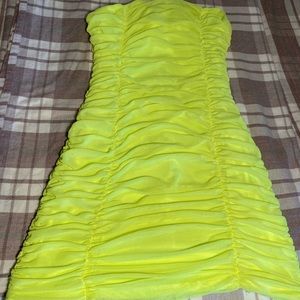 Neon Green Ruched BodyCon Dress